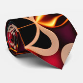 Kubische Blume Rotflorales Retro-Muster Krawatte (Gerollt)