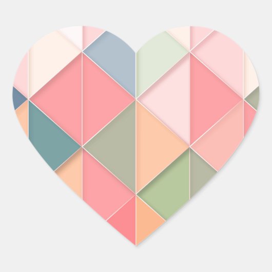 KUBISM pastellfarbene Shades GEOMETRIC - MONOGRAM  Herz-Aufkleber (Vorderseite)