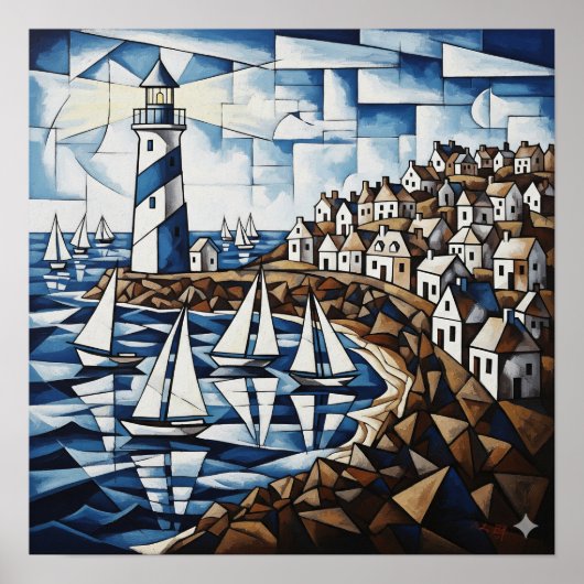 Kubismus an der Küste Poster (Vorne)