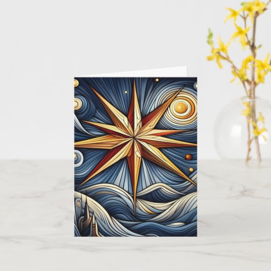 Kubismus Art Weihnachtsstar Karte (Gelbe Blume)