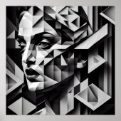 Kubismus Frauen schwarz und weiß Poster (Vorne)