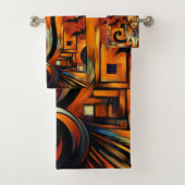 Kubismus Halloween Cat Badhandtuch Set (Insitu)