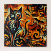 Kubismus Halloween Cat Jigsaw Puzzle