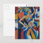 Kubismus Karneval Tänzer Postkarte (Vorne/Hinten)