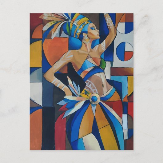 Kubismus Karneval Tänzer Postkarte (Vorderseite)