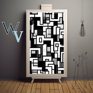 Kubismus Schwarz-Weiß-Kunst Poster