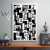 Kubismus Schwarz-Weiß-Kunst Poster