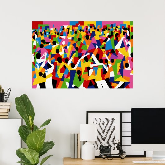 Kubismus tanzendes Party Poster (Heimbüro)