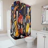 Kubismus Themen Wein: Flaschen & Trauben Duschvorhang (Beispiel)