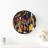 Kubismus Themen Wein: Flaschen & Trauben Große Wanduhr (Zuhause)