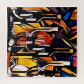 Kubismus Themen Wein: Flaschen & Trauben Puzzle (Horizontal)