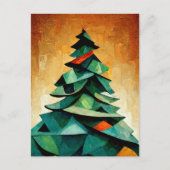 Kubismus, Weihnachtsbaum an Weihnachten. Gemalt. Postkarte (Vorderseite)