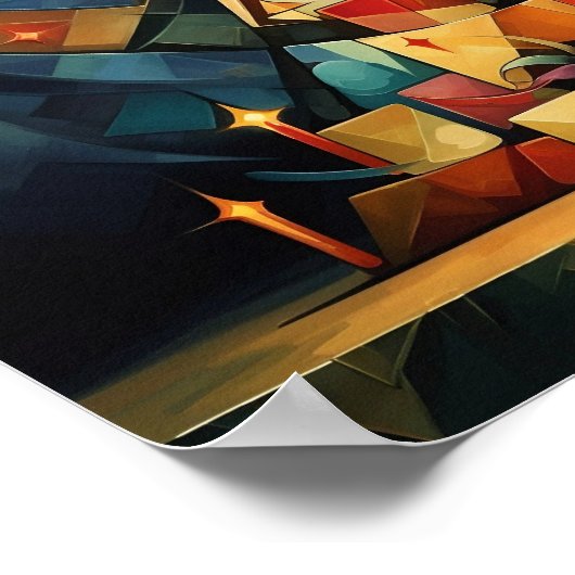 Kubismus-Weihnachtsbaum Poster (Ecke)