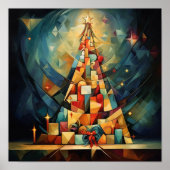 Kubismus-Weihnachtsbaum Poster (Vorne)