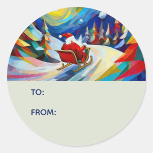 Kubismus Weihnachtsmann Weihnachten Feiertag Von N Runder Aufkleber