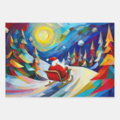 Kubismus Weihnachtsmann Weihnachtsfeier Geschenkpapier Set (Vorderseite 2)