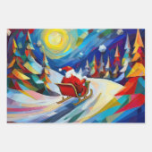 Kubismus Weihnachtsmann Weihnachtsfeier Geschenkpapier Set (Vorderseite)
