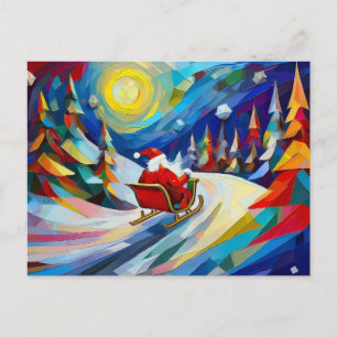 Kubismus Weihnachtsmann Weihnachtsfeiertag Postkar Feiertagspostkarte