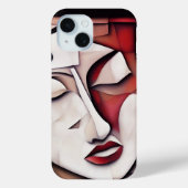 Kubismus Zeitgenössische Kunst Abstraktes Gesicht  Case-Mate iPhone Hülle (Rückseite)