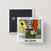 Kubist Castro NeoCubaism Funny Button (Vorne & Hinten)