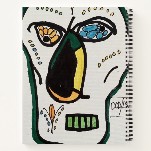 Kubist Day of the Dead Skull Spiral Notebook Notizblock (Rückseite)