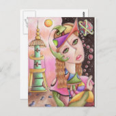 kubistische Abstrakt Art Postcard ~ "Far From Zuha Postkarte (Vorne/Hinten)