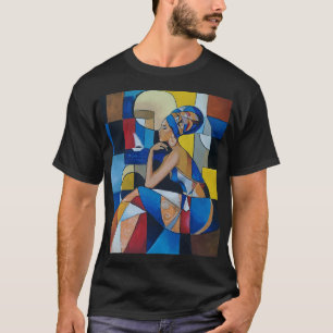 Kubistische Afrikanische Frau Dunkles T-Shirt Kü