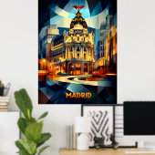 Kubistische Eleganz Madrids, moderne geometrische Poster (Heimbüro)