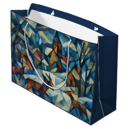 Kubistische Expressionistische Winterdorf-Geschenk Große Geschenktüte