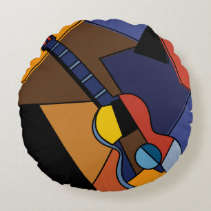 kubistische Gitarren Surrealismus Malerei. Rundes Kissen