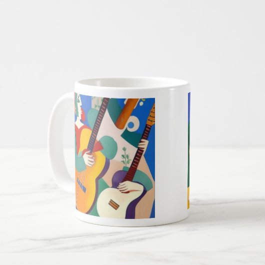 Kubistische Gitarren und Gitarrist Tasse (Vorderseite Links)