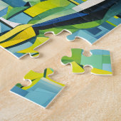 Kubistische Grüne Stadt mit Brücke Puzzle (Seite)