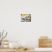 Kubistische Hafenlandschaft mit Booten Poster (Küche)