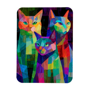Kubistische Katzenwächter Magnet