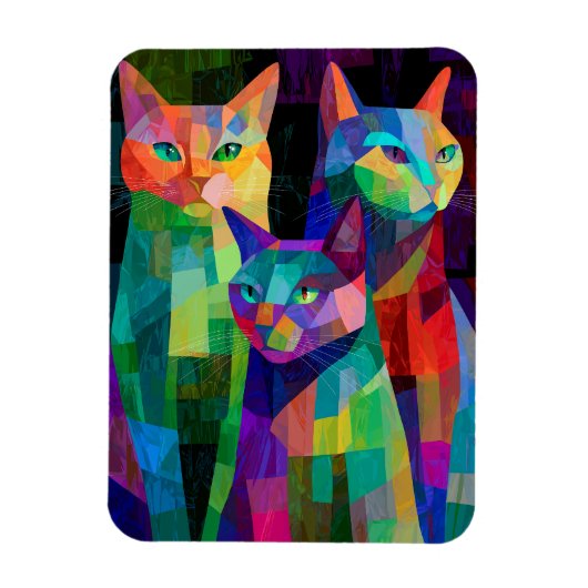 Kubistische Katzenwächter Magnet (Vertikal)