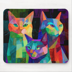 Kubistische Katzenwächter Mousepad