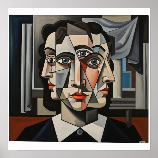 kubistische Portraitkunst Poster (Vorne)