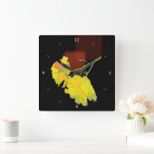 Kubistische Rose Quadratische Wanduhr (Zuhause)