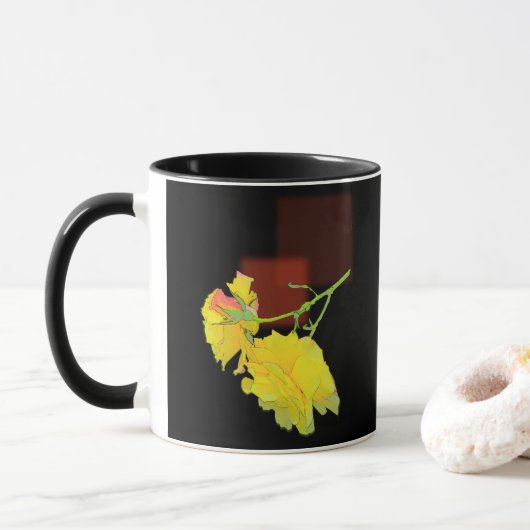 Kubistische Rose Tasse (Mit Donut)