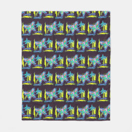 Kubistische Schmetterlinge und Blume Fleece Blanke