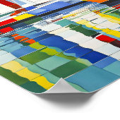 Kubistische Segelboote im farbenfrohen Hafen Poster (Ecke)