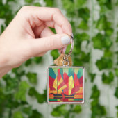 Kubistischer Abstrakte von Junk Sails und Ocean Sk Schlüsselanhänger (Hand)