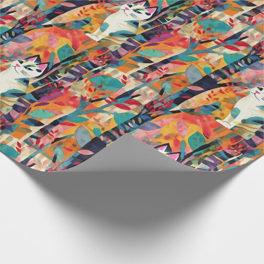 kubistischer Cat-Carnival Geschenkpapier (Ecke)