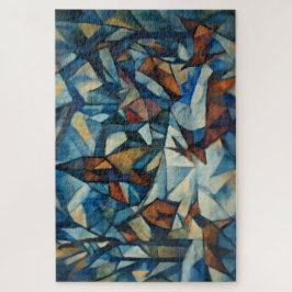 Kubistischer expressionistischer Winterdorf-Puzzle Puzzle
