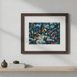 Kubistischer Expressionistischer Winterdorfplakat Poster