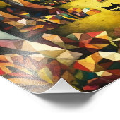 Kubistischer Herbstwald mit Fluss und Wiese Fotodruck (Ecke)