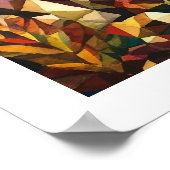 Kubistischer Herbstwald mit Fluss und Wiese Poster (Ecke)