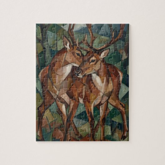 Kubistischer Rentier-Puzzle Puzzle (Vertikal)