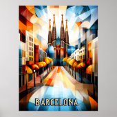 Kubistischer Sonnenaufgang in Barcelona - Geometri Poster (Vorne)