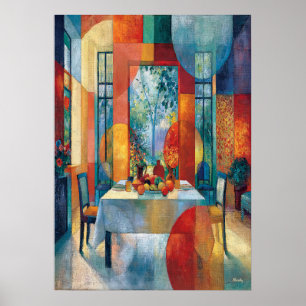 Kubistisches Esszimmer-Innere Poster